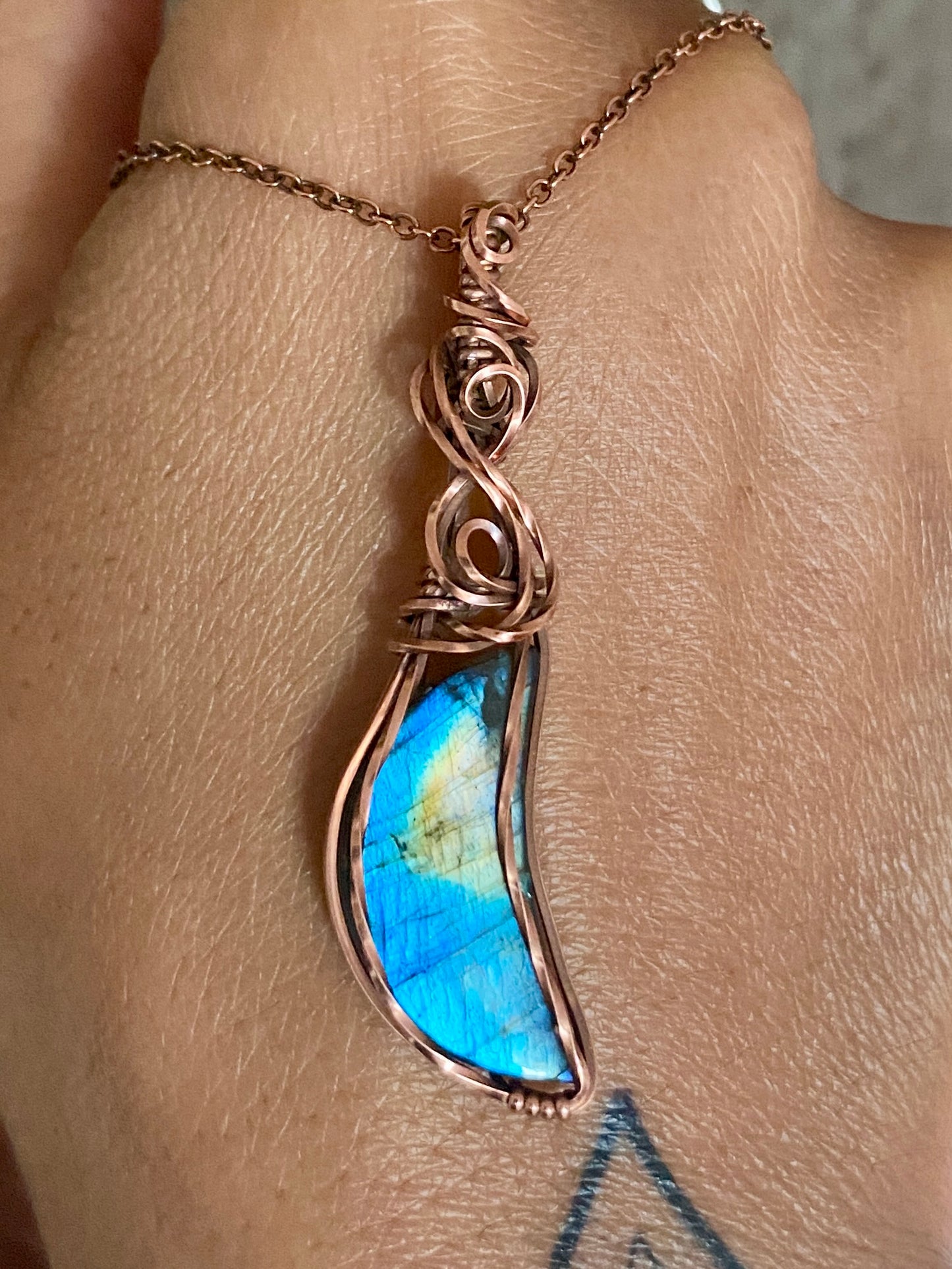 Crescent Moon Labradorite Necklace