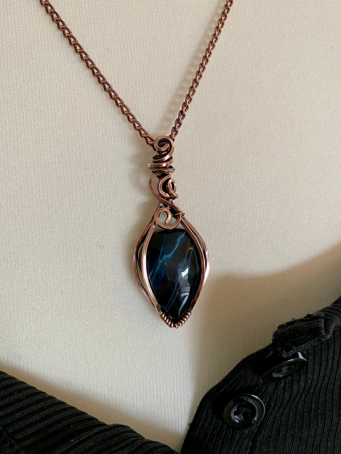 Falcon’s Eye Solid Copper Necklace