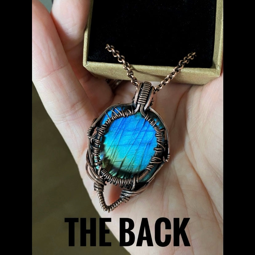 Labradorite Tree of Life Solid Copper Necklace