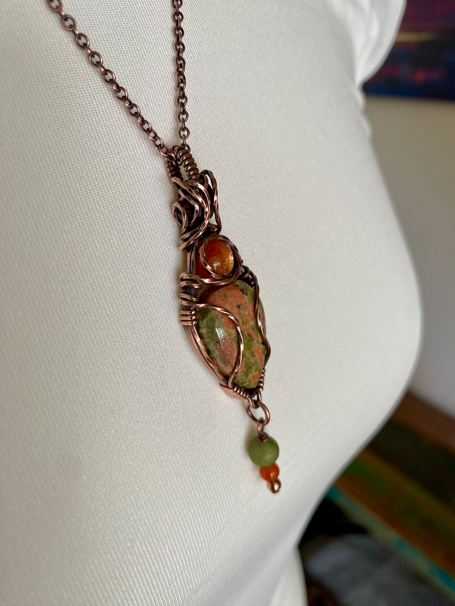 Unakite Multi~stone Statement Necklace