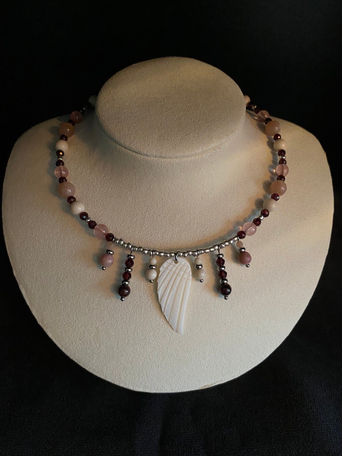 Mixed Crystal & Mother of Pearl Wing Choker