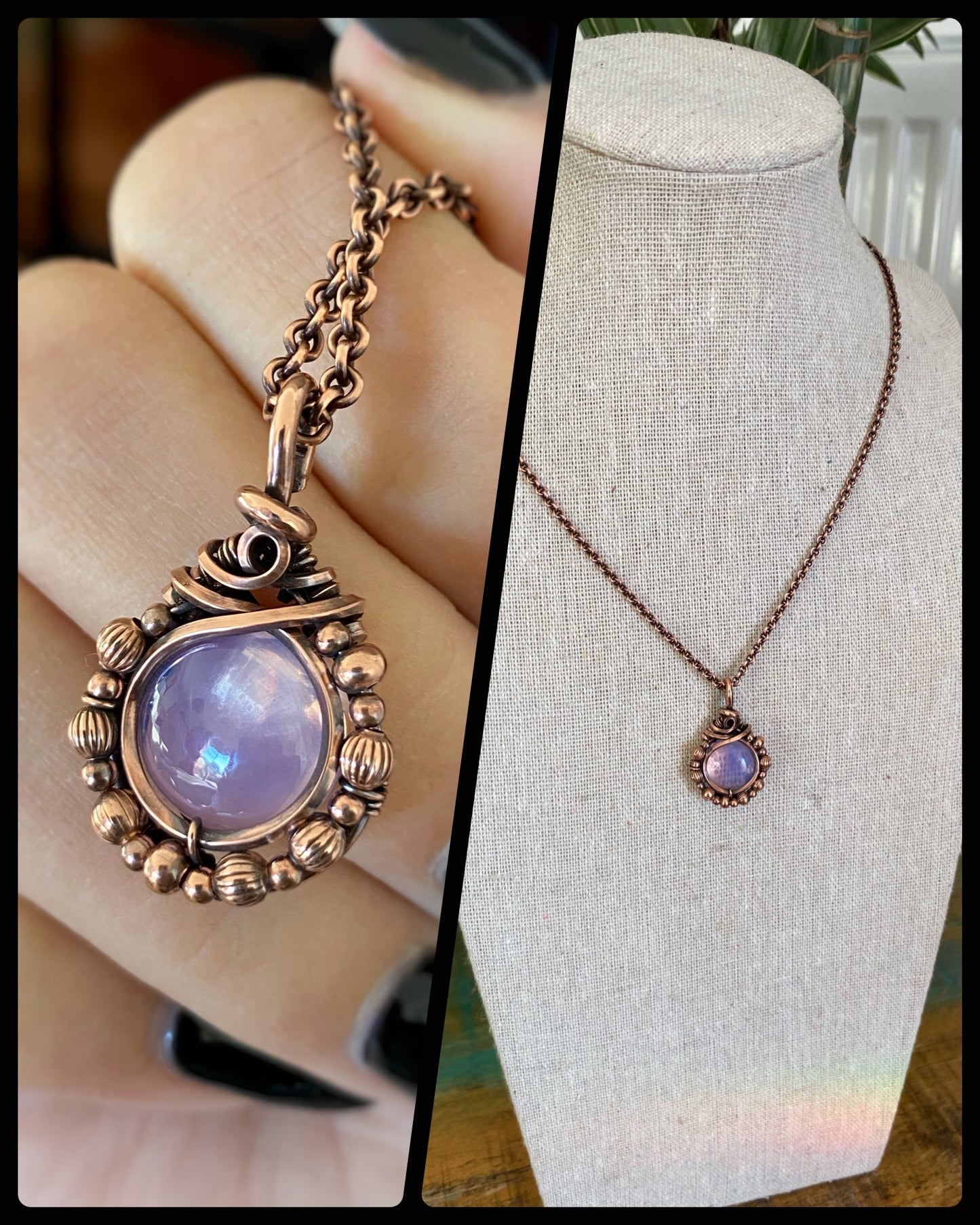 Lavender Quartz Solid Copper Necklace