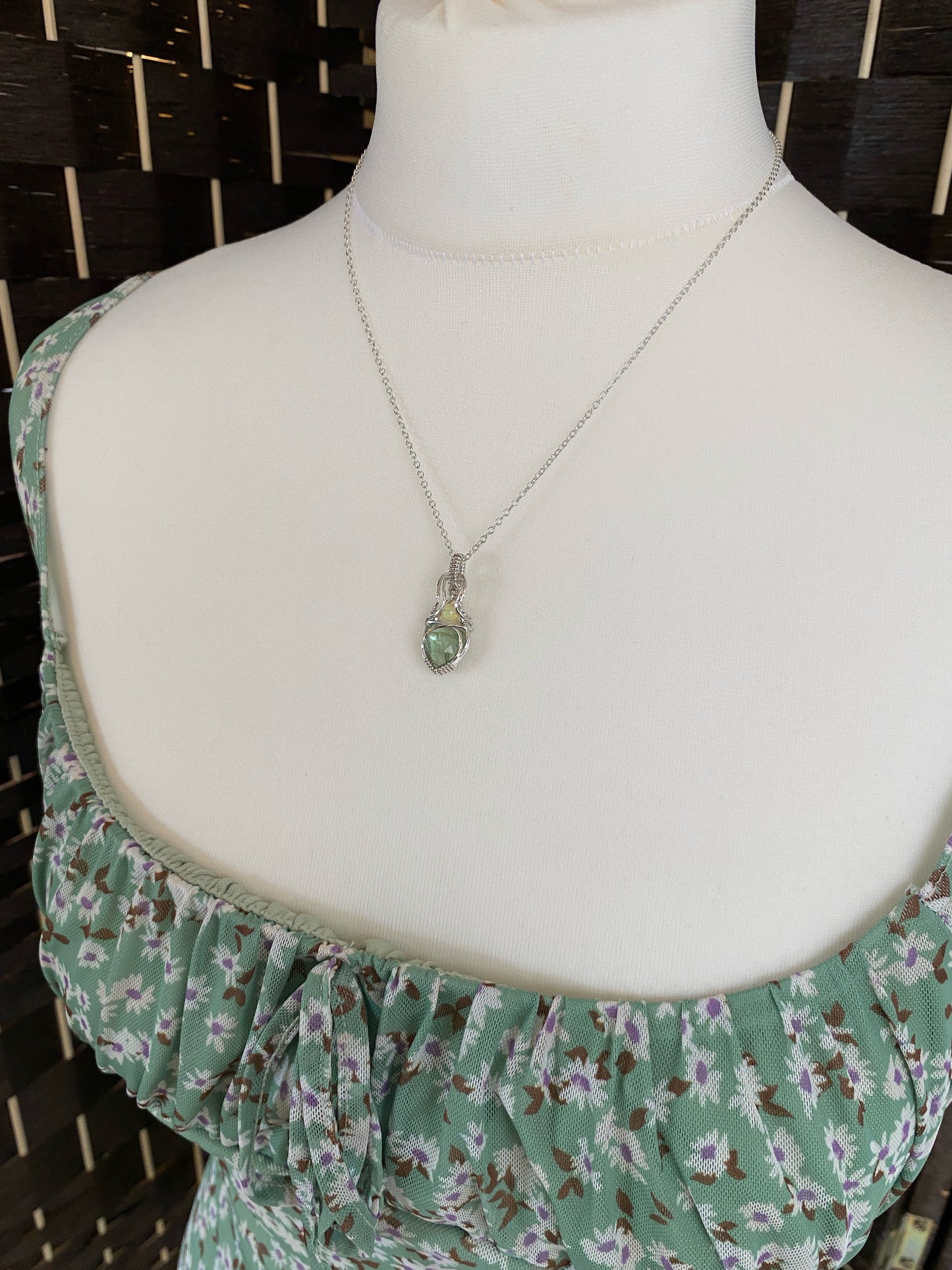 Mini Peridot & Ethiopian Opal Solid Silver Necklace