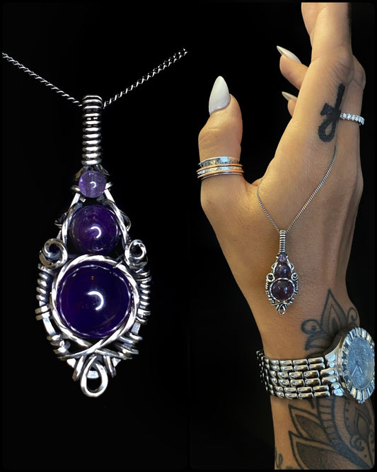Amethyst Triple Drop Necklace