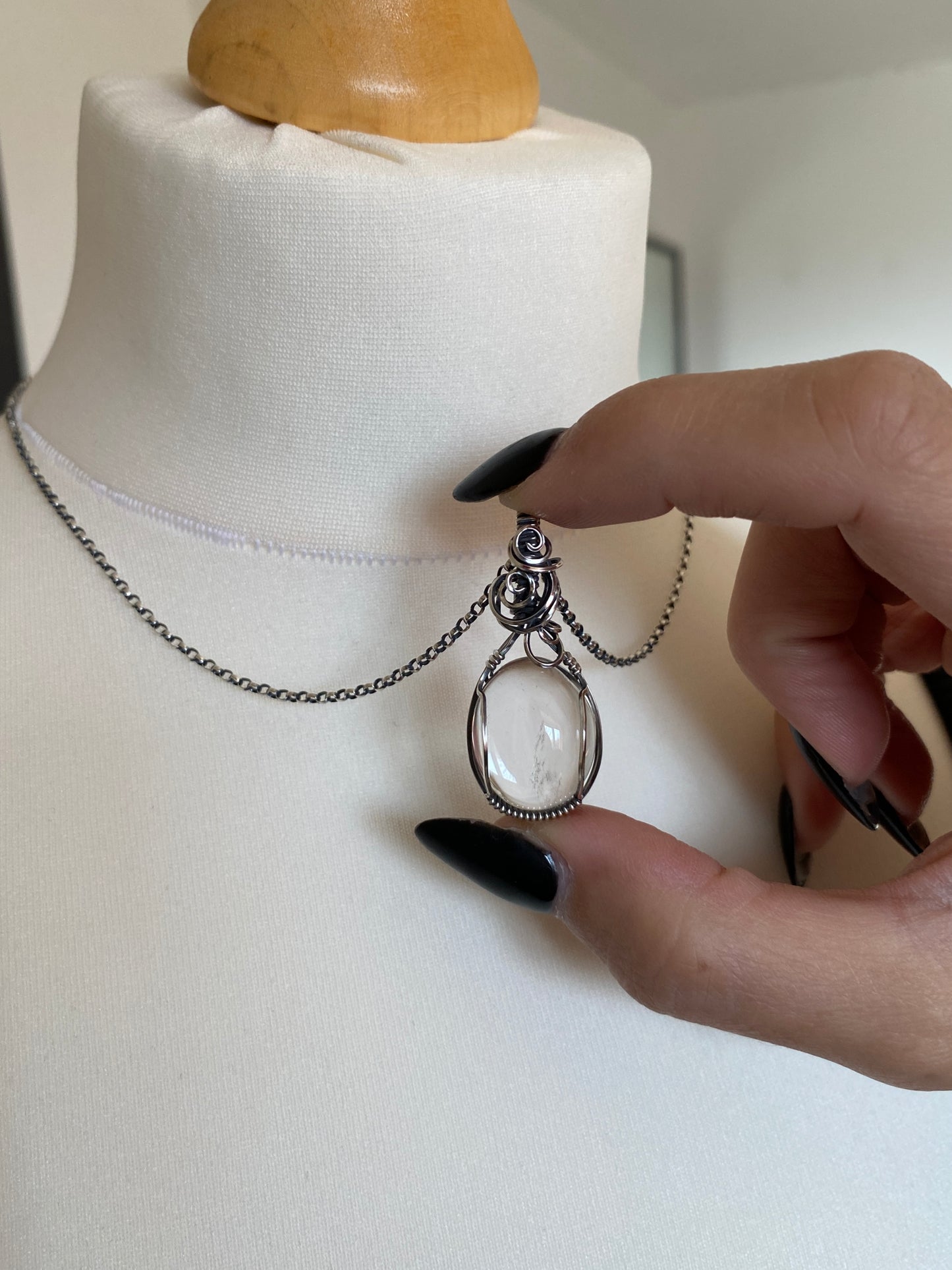 Clear Quartz Solid Silver Necklace